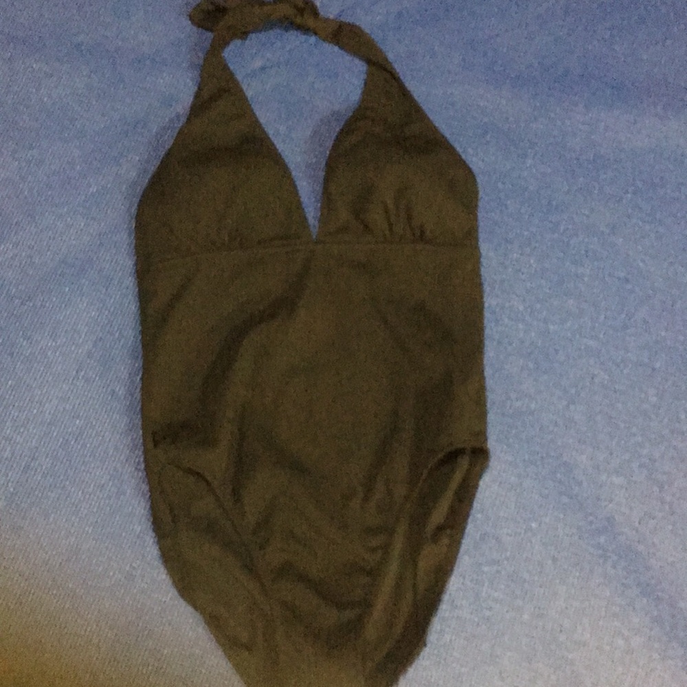 Black swimsuit NWOT, one piece, halter, built in cups, swimming,